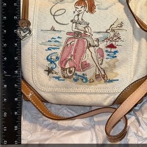 Brighton Cream and Tan Crossbody Bag with Artistic Design